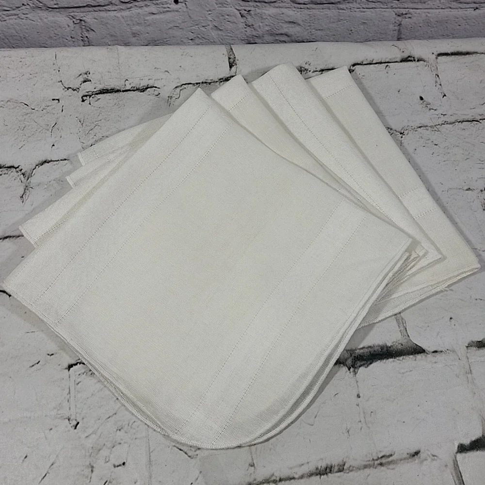 LARGE VINTAGE LINEN NAPKINS - SQUARE White Lot Of‎ 4